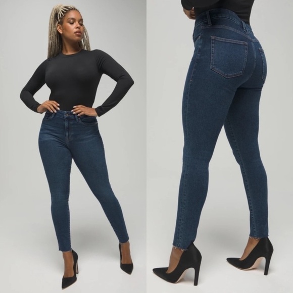 Good American Good Legs High Waisted Skinny Jeans in Blue 518 - Picture 1 of 10